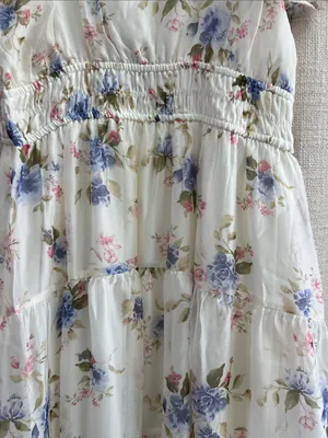 Floral Chiffon Flounce Sleeve Shirred Midi Dress Medium thumbnail 7