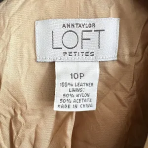 Vintage Y2k Ann Taylor‎ Tan Leather Full Zip Jacket Classic 90s thumbnail 3