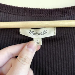 Madewell purple corduroy faux wraparound long sleeved blouse women's size M‎ thumbnail 5
