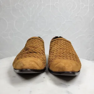 Amoura Papa Jimenez Mule Bootie Shoes Women 7.5 Brown Woven Slip On Pointed Toe thumbnail 7