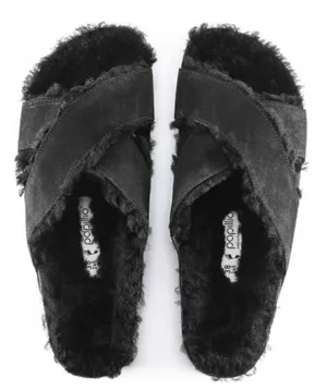 Papillio By Birkenstock Daytona Shearling Lined Suede Platform Slides Size 40 thumbnail 1
