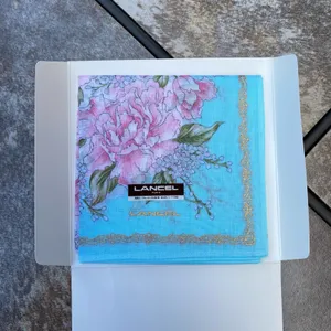 Lancel Paris Feminine Floral Cotton Scarf Pocket Square Handkerchief New thumbnail 9