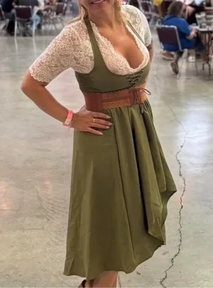 Elegant Olive Green Halter Dress New thumbnail 7