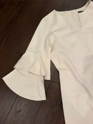 J. McLaughlin Cream Tiered-Ruffle Shift Dress Size Large - C54-112 thumbnail 4