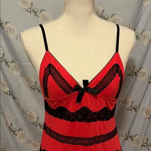 Victoria's Secret Red and Black Lace Chemise thumbnail 2