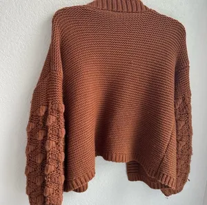 Alya Rust-Colored Chunky Knit Cardigan - Size Medium thumbnail 2