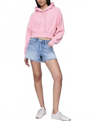 Gap French Terry Oversized Crop Hoodie May Pink NWT XL thumbnail 6