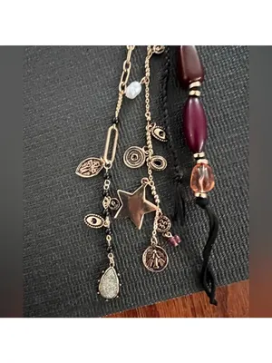 Free people Gold and Black Beaded Keychain thumbnail 3