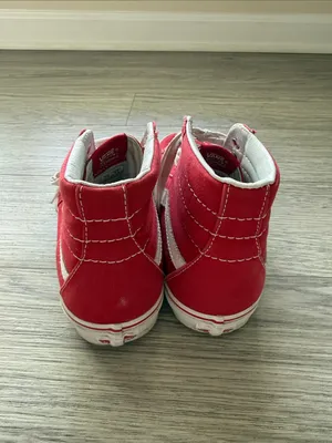 Vans Red High-Top Sneakers with White Side Stripe Size 8.5 thumbnail 5