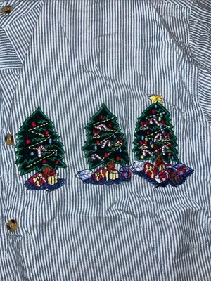 Holiday Embroidered Christmas Tree Button-Up Shirt thumbnail 4