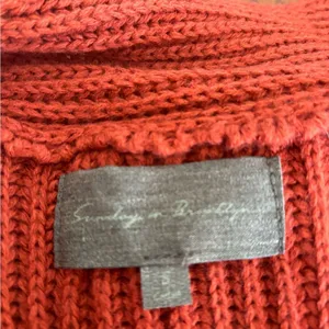 Sunday in Brooklyn Open Front Cardigan Ribbed Knit Small Rust Orange thumbnail 2