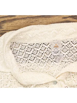 PQ Button Up Half Sleeve Cover Up Ivory Off White / Gold Shimmer thumbnail 3