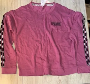 Victoria’s Secret pink black Crewneck sweatshirt crew sweater thumbnail 1