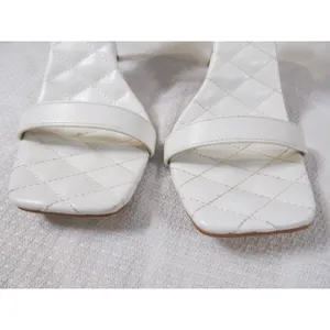Lulus Donya White 8.5 Heels Square Open Toe Ankle Strap Sandals Pre‑Owned thumbnail 5