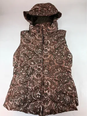 Patagonia Womens Brown Ikat Paisley Down Puffer Vest Removable Hood Medium 28395 thumbnail 1