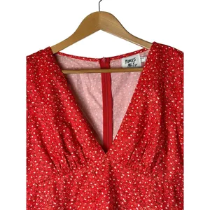 Princess Polly Mini Dress Women 10 Red Floral Puff Sleeve Bohemian Cottagecore thumbnail 4