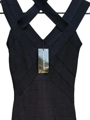 NWT Karen Millen BodyCon Bandage Dress Black Size 2 thumbnail 2