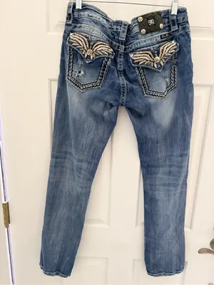 Miss Me Distressed Skinny Jeans in Blue Wash thumbnail 11