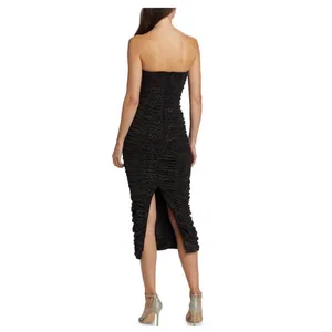 Sau Lee Farrah Black‎ Sparkle Strapless Ruched Midi Dress NWT Size 0 thumbnail 2
