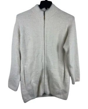 J. Crew Point Sur Heavy Ivory Faux Fur Zip Up Mock Neck Coat S thumbnail 1