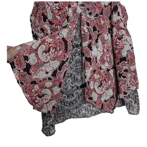 Lucky Brand Womens S Floral Paisley‎ Tank Top Coral Cream Boho Peasant Festival thumbnail 8