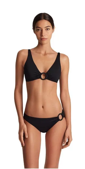 NWT Lauren Ralph Lauren Womens Beach Club Solid Macrame Ring Top Bikini Black 10 thumbnail 1