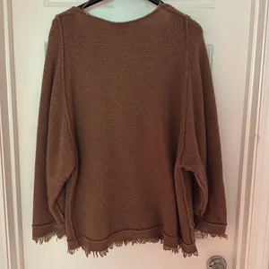 Free People‎ Oversized Brown Wool Linen Sweater Size Small thumbnail 6