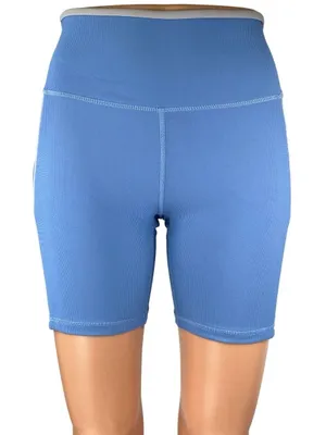 Wilo The Label Women's Blue Mid Rise Athletic Workout Running Biker Shorts Sz S thumbnail 1