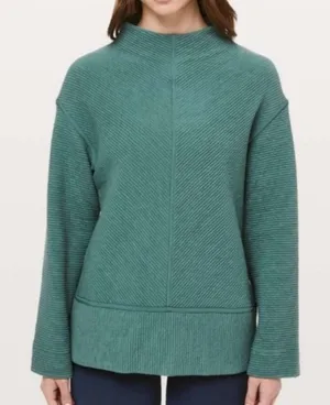 Lululemon Size 6 Green Ribbed‎ On Repeat Mock Neck Side Zip Pullover thumbnail 1