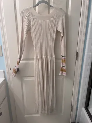Vintage Ivory Ribbed Knit Maxi Women’s Dress thumbnail 3