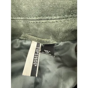 Topshop Suede Leather Moto Jacket Dark Green Women's Size 8 thumbnail 2