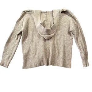 Aerie Women's XS Tan Waffle Knit Hoodie Sweater V-Neck Pullover Oversized Casual thumbnail 8