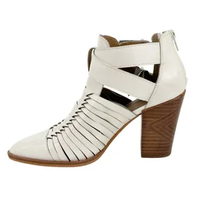 Gianni Bini Cream Leather Caged Ankle Booties cutout Pointed Toe‎ Block Heel 6M thumbnail 7