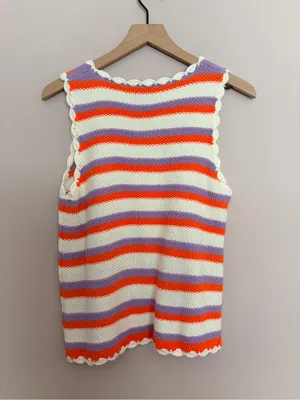 FRNCH Paris Striped Sleeveless Sweater Tank thumbnail 3