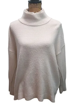 Free People Women's Ivory‎ Funnel Neck Long Sleeve Knit Sweater Pullover thumbnail 1