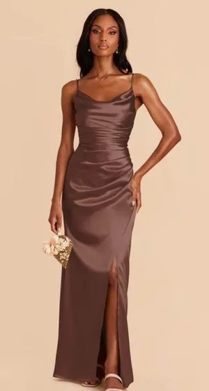Birdy Grey Lydia Shiny Satin Chocolate Brown Maxi Dress NEW Size XXL Bridesmaid thumbnail 3