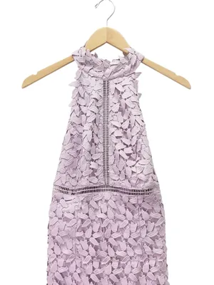 NWT Bardot Gemma Dress US 6 Orchid Purple Lace Halter Open Back Cocktail Wedding thumbnail 5