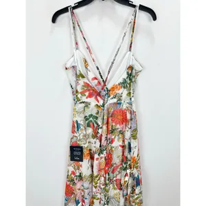 Lulus Amara White Multi Paisley Print Wrap Midi Dress Cocktail Resort XL NWT thumbnail 12