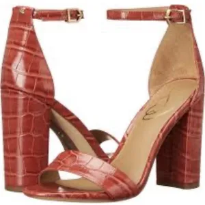 Sam Edelman Yaro block-heel sandals in a vibrant rose red Size 8 Croc Embossed thumbnail 1