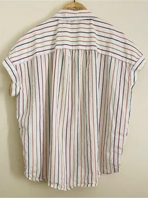 Madewell Central Shirt Oversized Button Front Top Multicolor Sadie Striped L thumbnail 5