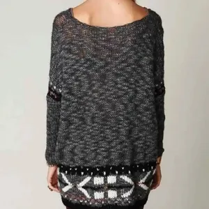 FREE PEOPLE Gray Fair Isle Sweater Pullover Top thumbnail 2