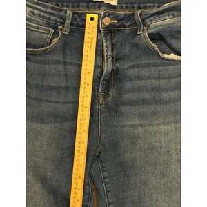 Risen Los Angeles‎ Size 2XL Distressed Flare Jeans Medium Wash Raw Hem High Rise thumbnail 6
