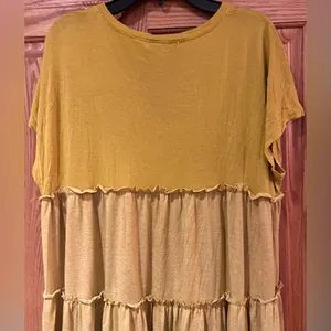 Saturday Sunday by Anthropologie Yellow Tiered Ruffle Maxi‎ Dress Size Small thumbnail 11