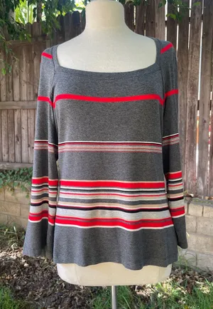 ST. JOHN square neck striped lightweight sweater luxury resort classic old money thumbnail 1