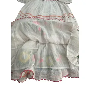 Roller Rabbit Embroidered Maxi Dress XL 100% Linen Maxi Lined Floral‎ NWT #RR-30 thumbnail 8