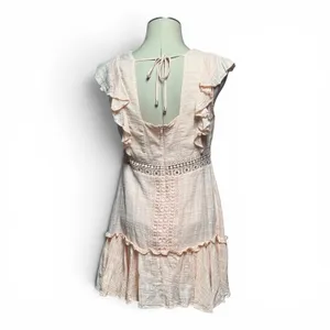Jun & Ivy Cotton Gauzy Ruffle Lace Mini Dress Light Pink Large thumbnail 5