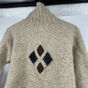 Vintage Carraig Donn Aran handknit Ireland Irish Wool cream Sweater size medium thumbnail 7