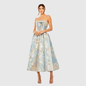MAC DUGGAL 20726 Blue Strapless Brocade Midi Dress with Pockets 10 thumbnail 5