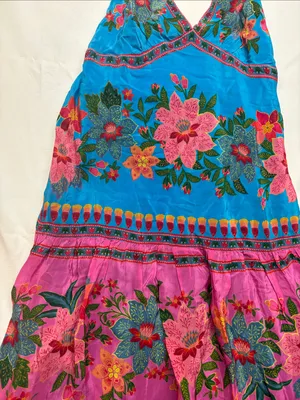 Farm Rio size small new Vibrant Floral Halter Midi Dress Anthropologie slip thumbnail 6