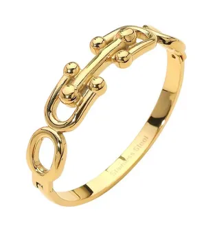 Stainless Steel Bold Link Hinged Bangle Bracelet thumbnail 1